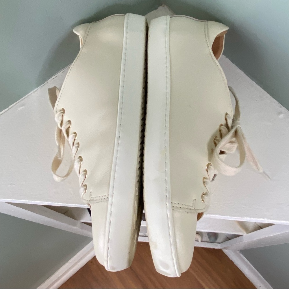 Sezane Cream White Jack Leather Trainers Women's Size 8 Sneakers Shoes Lace Up - Picture 8 of 14